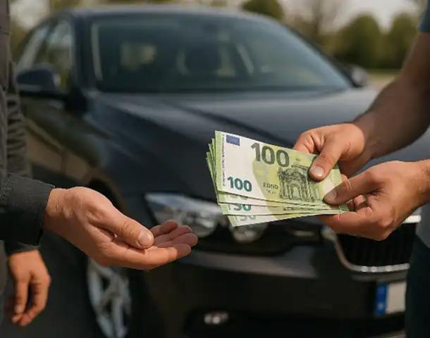 Ein Kunde erhält beim Autoankauf in Mainz eine sofortige Barkaufzahlung für sein Fahrzeug.